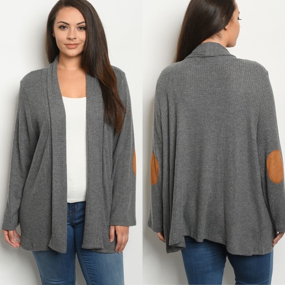 Honey Punch Sweaters - HONEY PUNCH CHARCOAL PLUS SIZE SWEATER CARDIGAN